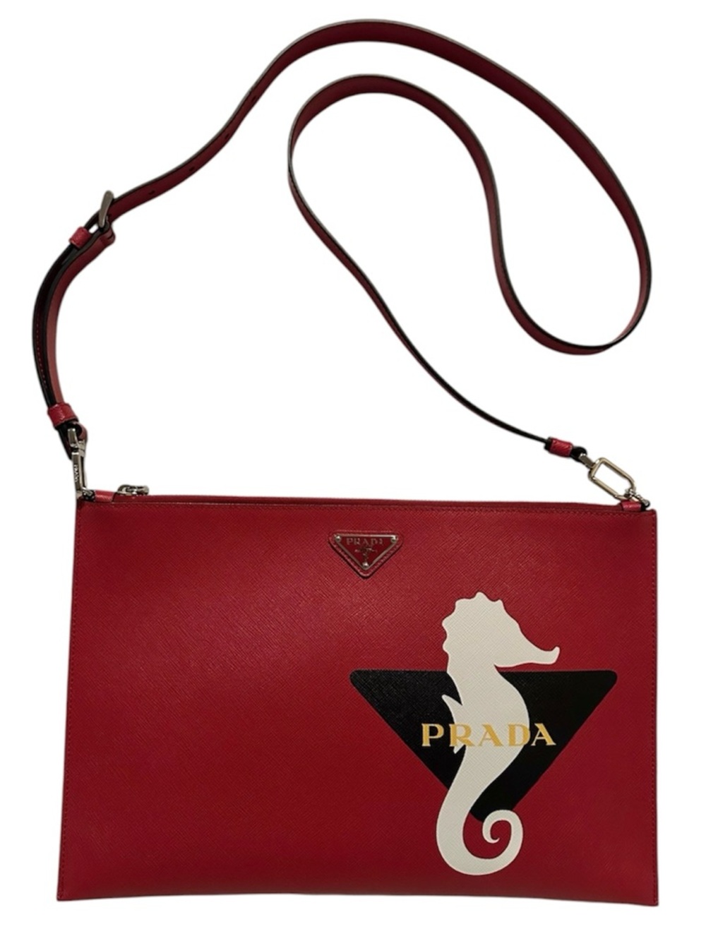 Authentic Prada Saffiano Leather Seahorse Motif Bag